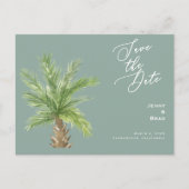 Modern Sage Tropical Foliage Wedding Save the Date Uitnodiging Briefkaart (Voorkant)