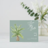 Modern Sage Tropical Foliage Wedding Save the Date Uitnodiging Briefkaart (Staand voorkant)
