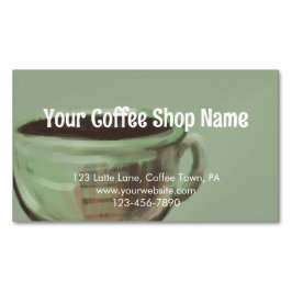 Modern Sage Unique Art Coffee Shop Promotional  Magnetisch Visitekaartje