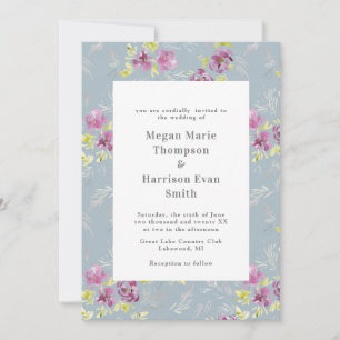 Modern Sage Waterverf Flower Wedding Invitation Kaart