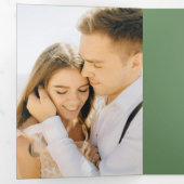 Modern Sage Wedding RSVP Details QR Code Foto Drieluik Uitnodiging (Binnenzijde eerst)