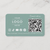 Modern Sagegroene QR-code Social Media Logo Visitekaartje (Voorkant)