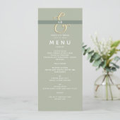 Modern Sagemgroen Trouwmenu Menu (Staand voorkant)