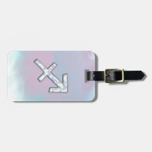 Modern Sagittarius Zodiac op moeder van parelstijl Bagagelabel (Voorkant horizontaal)