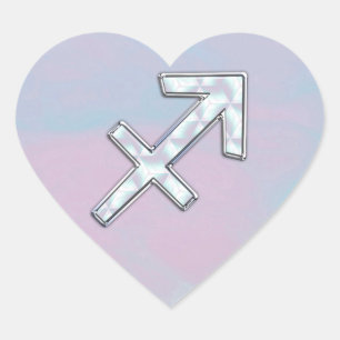 Modern Sagittarius Zodiac op moeder van parelstijl Hart Sticker