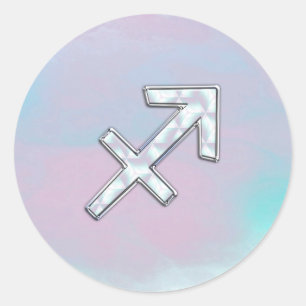 Modern Sagittarius Zodiac op moeder van parelstijl Ronde Sticker