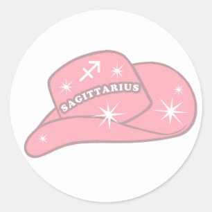 Modern Sagittarius Zodiac Pink Cowgirl Pet Ronde Sticker