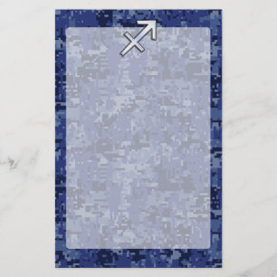 Modern Sagittarius Zodiac Sign Navy Digital Camo Briefpapier