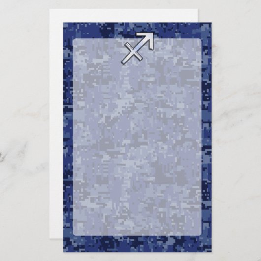 Modern Sagittarius Zodiac Sign Navy Digital Camo Briefpapier (Voorkant / Achterkant)