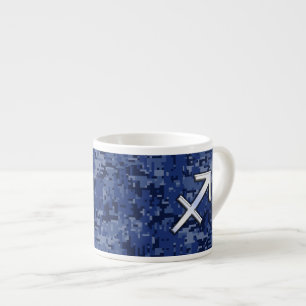Modern Sagittarius Zodiac Sign Navy Digital Camo Espresso Kop