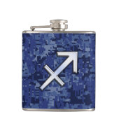 Modern Sagittarius Zodiac Sign Navy Digital Camo Heupfles (Voorkant)