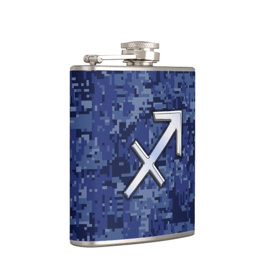 Modern Sagittarius Zodiac Sign Navy Digital Camo Heupfles (Rechts)