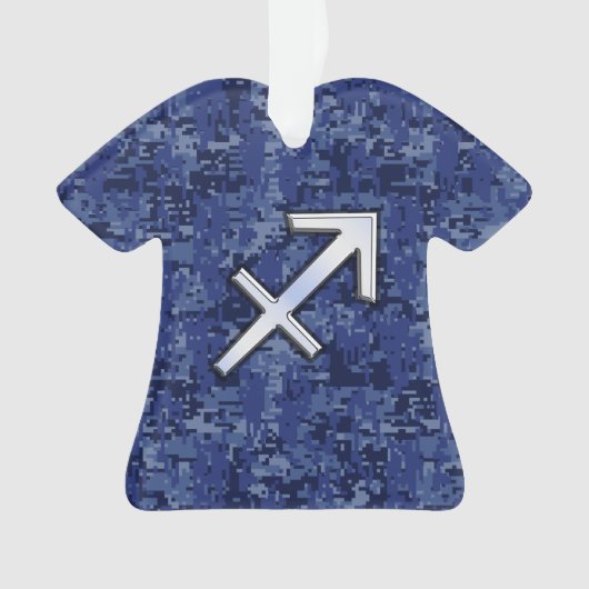Modern Sagittarius Zodiac Sign Navy Digital Camo Ornament (voorkant)