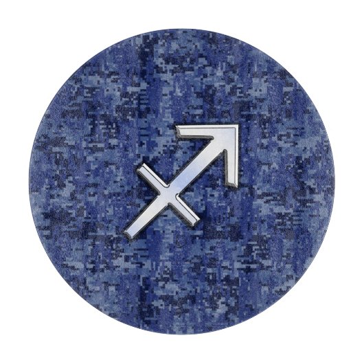 Modern Sagittarius Zodiac Sign Navy Digital Camo Snijplank (Voorkant)