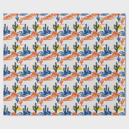 Modern Saguaro Desert Landscape Wild West Cadeaupapier (Vlak)
