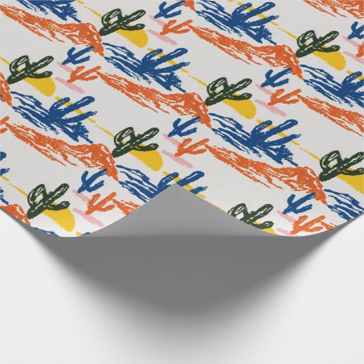 Modern Saguaro Desert Landscape Wild West Cadeaupapier (Hoek)