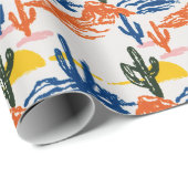 Modern Saguaro Desert Landscape Wild West Cadeaupapier (Rol Hoek)