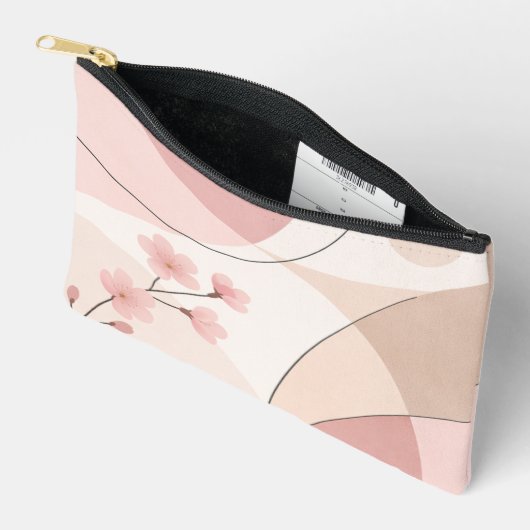 Modern Sakura Minimalist Geometric Accessory Pouch Etui (Open)