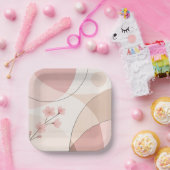 Modern Sakura Minimalist Geometric Paper Plate Papieren Bordje (Feest)