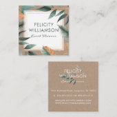 Modern  Salie Bloemen & Craft Papier Vierkante Visitekaartje (Voorkant / Achterkant)