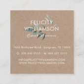 Modern  Salie Bloemen & Craft Papier Vierkante Visitekaartje (Achterkant)