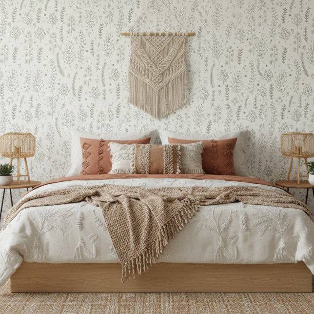 Modern Salie Botanisch Patroon Behang (Creator heeft geüpload)
