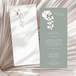 Modern Salie Groene Witte Orchidee Huwelijksprogra