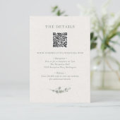Modern Saliegroen Botanisch QR Code Huwelijk Informatiekaartje (Staand voorkant)
