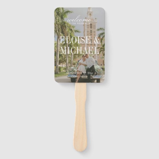 Modern Saliegroen Script Huwelijksceremonie Progra Handwaaier (Voorkant)