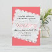 Modern Salmon Pink Wedding Kaart (Staand voorkant)