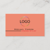 Modern Salmon White met Logo & Photo Professional Visitekaartje (Voorkant)