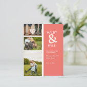 Modern Salmon & White Save the Date Foto Briefkaar Aankondigingskaart (Staand voorkant)