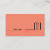 Modern Salmon White Simple met Monogram en Foto Visitekaartje (Voorkant)