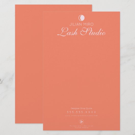 Modern Salon Beauty Eyelash Studio Briefpapier (Voorkant / Achterkant)
