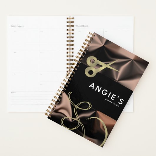 Modern Salon Beauty Scissor Gold Booking Brown Planner (Display)