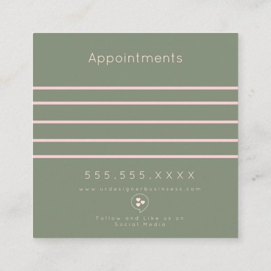Modern Salon Beauty Studio Pink Appointment Card Afsprakenkaartje (Achterkant)
