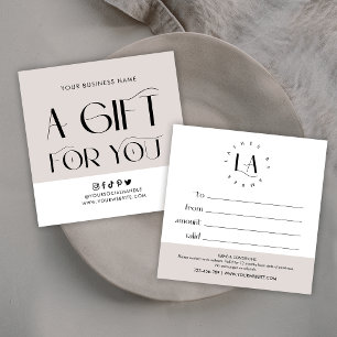 Modern salon Gift Certificate Personalized Elegant Vierkante Visitekaartjes
