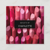 Modern, salon, make-up, schoonheid, lippenstift fo vierkante visitekaartje (Voorkant)