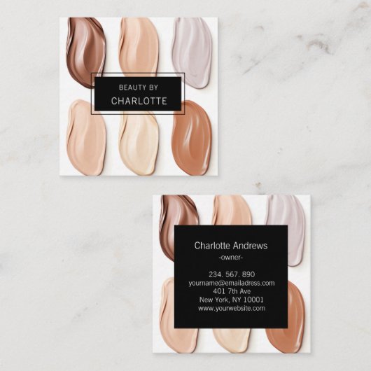 Modern, salon, make-up, schoonheidsfoto vierkante visitekaartje (Voorkant / Achterkant)