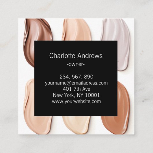 Modern, salon, make-up, schoonheidsfoto vierkante visitekaartje (Achterkant)