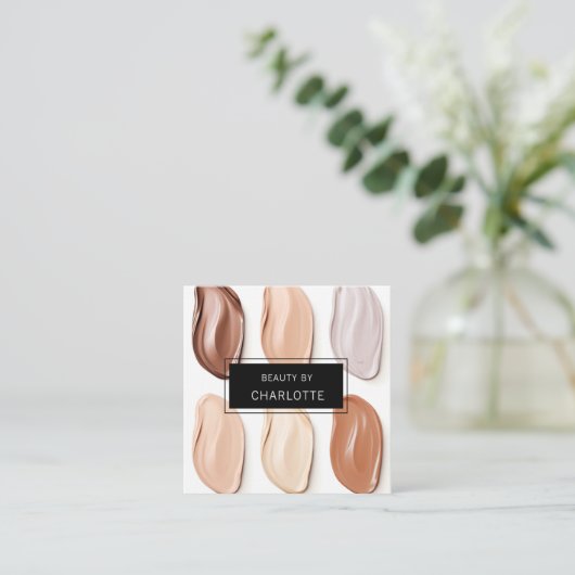 Modern, salon, make-up, schoonheidsfoto vierkante visitekaartje (Staand voorkant)