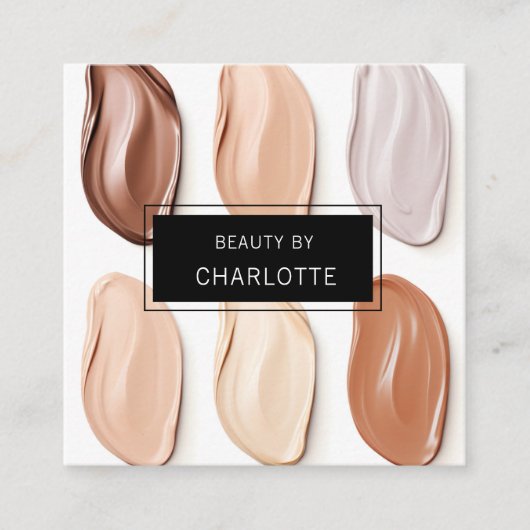 Modern, salon, make-up, schoonheidsfoto vierkante visitekaartje (Voorkant)