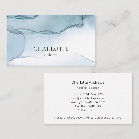Modern, salon, minimaal, waterverf visitekaartje (Voorkant / Achterkant)