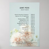 Modern, salon, pioenbloemen prijslijst poster (Voorkant)