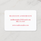 Modern Salon Red Lips Makeup Artist Visitekaartje (Achterkant)