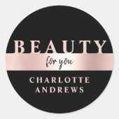 Modern Salon Rosegold Ronde Sticker (Voorkant)