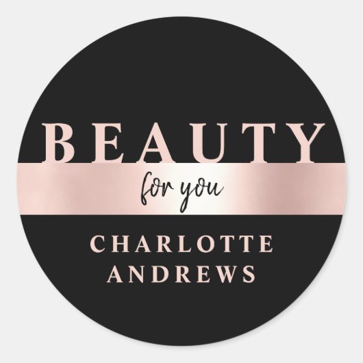 Modern Salon Rosegold Ronde Sticker (Voorkant)