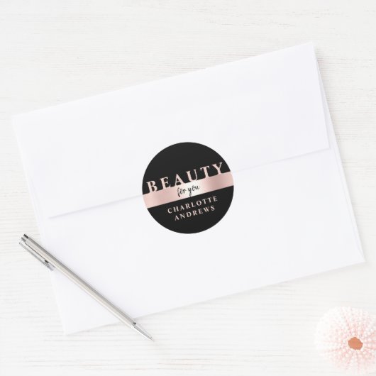 Modern Salon Rosegold Ronde Sticker (Envelop)