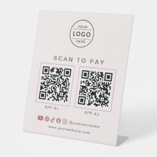 Modern Salon Roze Logo QR Zakelijk Bord Reclamebord Met Voetstuk