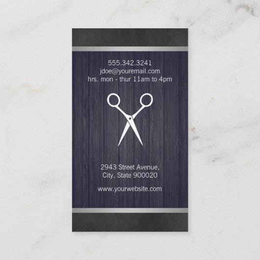 Modern Salon Shears Wood Canvas Trim Monogram 2 Visitekaartje (Achterkant)